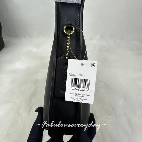 COACH Curve Zip Bag Shoulder Bag In Glovetanned Leather/Gold/Black CAF11 NWT - Picture 6 of 9